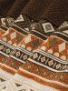 Men's Ethnic Aztec Geometric Printed Zip Fly Fluffy Teddy Fleece Spliced Jacket -  