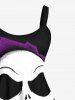 Plus Size 3D Cartoon Monster Skull Bat Print Halloween Tank Dress -  