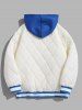 Cartoon Bear Embroidered Colorblock Hooded Quilted Padded Jacket -  