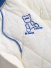 Cartoon Bear Embroidered Colorblock Hooded Quilted Padded Jacket -  