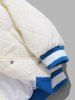 Cartoon Bear Embroidered Colorblock Hooded Quilted Padded Jacket -  