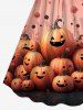 Robe D'Halloween Ombrée 3D Citrouille et Fleur Imprimés de Grande Taille - Rose clair 3X