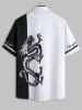 Chinese Style Letter Dragon Colorblock Pattern Short Sleeves Shirt -  