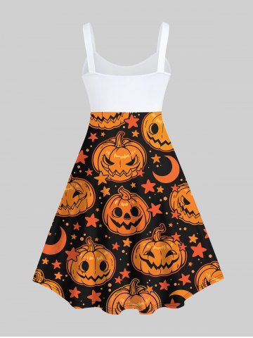 Festive Halloween Leggings with Jack O Lantern Print - Plus Size 3X