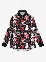 Gothic Skull Bat Cat Snowflake Snowman Moon Skeleton Print Christmas Buttons Shirt For Men -  