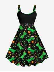 Plus Size Christmas Hat Dragon Gift Star Buckle 3D Print Tank Dress -  