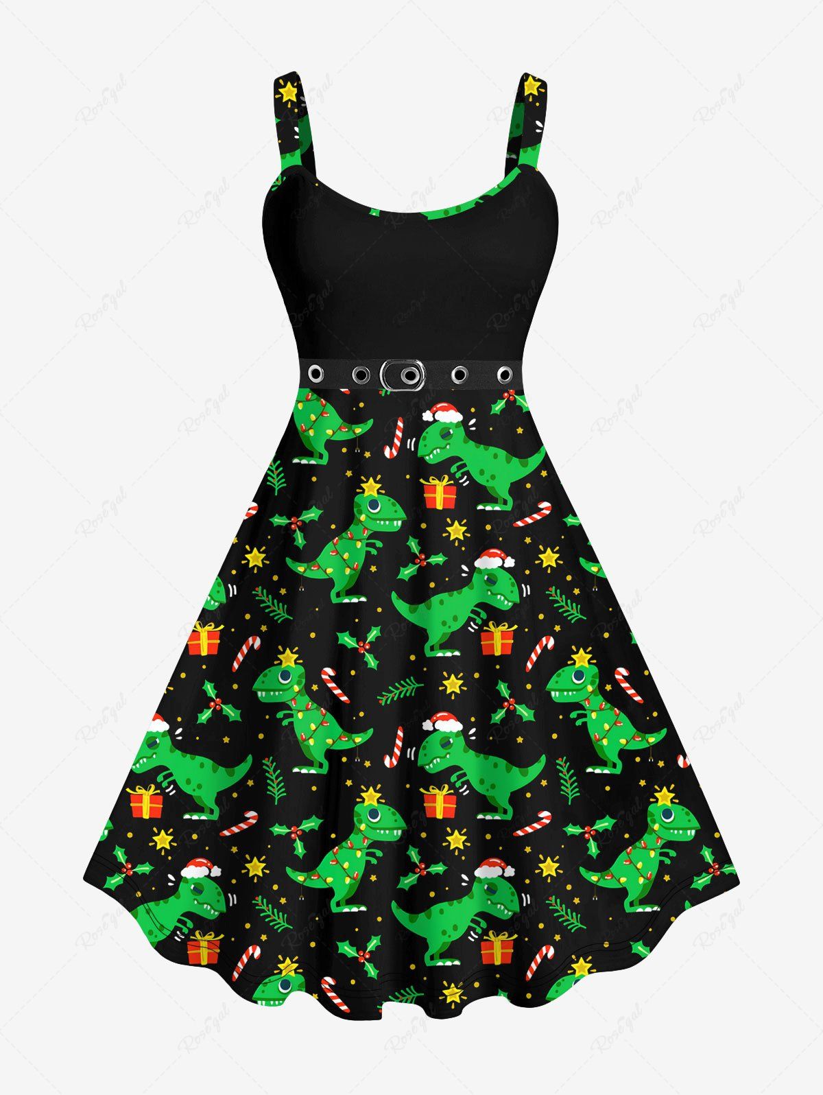 Best Plus Size Christmas Hat Dragon Gift Star Buckle 3D Print Tank Dress  