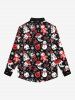 Gothic Skull Bat Cat Snowflake Snowman Moon Skeleton Print Christmas Buttons Shirt For Men -  