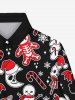 Gothic Skull Bat Cat Snowflake Snowman Moon Skeleton Print Christmas Buttons Shirt For Men -  