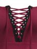 Ensemble de Lingerie Fendu en Maille Transparente de Grande Taille à Lacets - Rouge foncé 2X | US 18-20