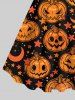Robe Débardeur à Imprimé Crâne Etoiles et Citrouille D'Halloween Grande-Taille - Orange 6X