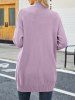 Drop Shoulder Button Up Long Knit Cardigan -  
