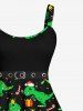 Robe Débardeur Bouclée 3D Etoile Dragon et Chapeau de Noël Imprimés de Grande Taille - Vert S