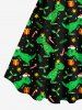 Plus Size Christmas Hat Dragon Gift Star Buckle 3D Print Tank Dress -  