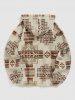 Men's Colorblock Ethnic Geometric Printed Kangaroo Pocket Quarter Zip Pullover Hoodie -  