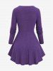 Plus Size Valentine's Day Glitter Sparkling Heart Buckle Cinched Ruched Solid Long Sleeves T-shirt -  