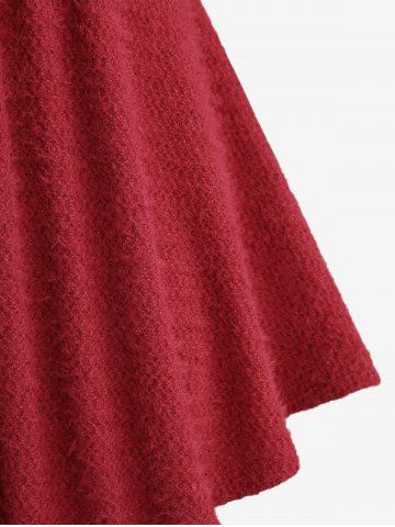 Plus Size Twist Ruched Ruffles Buckle Belt Off The Shoulder Turndown Collar Woolen Sweater