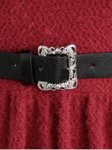 Plus Size Twist Ruched Ruffles Buckle Belt Off The Shoulder Turndown Collar Woolen Sweater