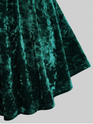 Plus Size Floral Lace Velvet Patchwork Pentagram Tassel Buckle Ruffle T-shirt