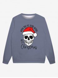Gothic 3D Skull Letters Christmas Hat Print Sweatshirt For Men -  