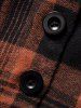 Mini-Robe Ceinturée à Carreaux Imprimé à Demi-Bouton à Manches Longues - Orange Foncé L