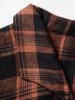 Mini-Robe Ceinturée à Carreaux Imprimé à Demi-Bouton à Manches Longues - Orange Foncé L