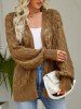 Solid Color See Thru Textured Graphic Crochet Cardigan -  