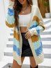 Colorblock Stripe Jacquard Drop Shoulder Cardigan Coat -  