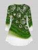 T-shirt Ombré Sapin de Noël et Flocon de Neige Imprimés de Grande Taille à Paillettes - Vert XS