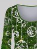 Plus Size Glitter Christmas Ball Tree Snowflake Print Ombre Long Sleeves T-shirt -  
