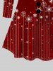 T-shirt de Noël 3D Bonhomme de Neige et Flocon de Neige Imprimés de Grande Taille à Paillettes - Rouge foncé 1X