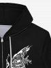 Gothic Butterfly Letters Print Zipper Pockets Drawstring Hoodie For Men -  