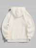 Men's Bear Applique Patched Design Kangaroo Pocket Warmth Fuzzy Teddy Fleece Pullover Hoodie -  
