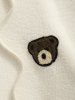 Men's Bear Applique Patched Design Kangaroo Pocket Warmth Fuzzy Teddy Fleece Pullover Hoodie -  