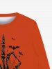 Gothic Skeleton Spider Web Bat Letters Print Halloween Sweatshirt For Men -  