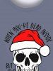 Gothic 3D Skull Letters Christmas Hat Print Sweatshirt For Men -  