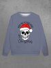 Sweatshirt à Imprimé Chapeau et Crâne de Noël Style Gothique 3D pour Hommes - Violet clair 3XL