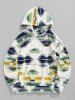 Fleece Fluffy Vintage Ethnic Colorblock Kangaroo Pocket Hoodie Drawstring Jogger Pants -  