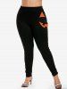 Plus Size Halloween Smile Print Leggings -  