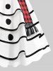 Robe Débardeur de Noël 3D Bonhomme de Neige Imprimé Superposée avec Boutons de Grande Taille - Blanc S