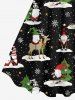 Plus Size Christmas Elk Santa Snowflake Chain 3D Print Tank Dress -  