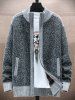 Men's Daily Colorblock Patchwork Zip Up Mock Neck Long Sleeve Sweater Cardiagn -  