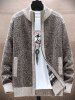 Men's Daily Colorblock Patchwork Zip Up Mock Neck Long Sleeve Sweater Cardiagn -  