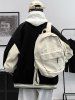 Men's Colorblock READING Letter Embroidered Slant Pocket Stand Collar College Style Baseball Jacket -  