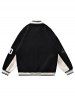 Men's Colorblock READING Letter Embroidered Slant Pocket Stand Collar College Style Baseball Jacket -  