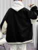 Men's Colorblock READING Letter Embroidered Slant Pocket Stand Collar College Style Baseball Jacket -  