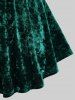 Plus Size Floral Lace Velvet Patchwork Pentagram Tassel Buckle Ruffle T-shirt -  