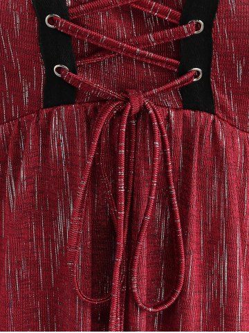 Gothic Plus Size Glitter Buckle Grommets Lace Up Asymmetrical Hooded T-shirt