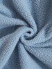 Fleece Fluffy Colorblock Stand Collar Zip Up Pocket Applique Design Jacket -  
