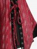 Plus Size Glitter Buckle Grommets Lace Up Asymmetrical Hooded T-shirt -  